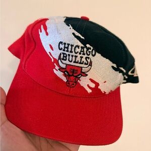 Logo Athletic Red and Black Bulls Cap